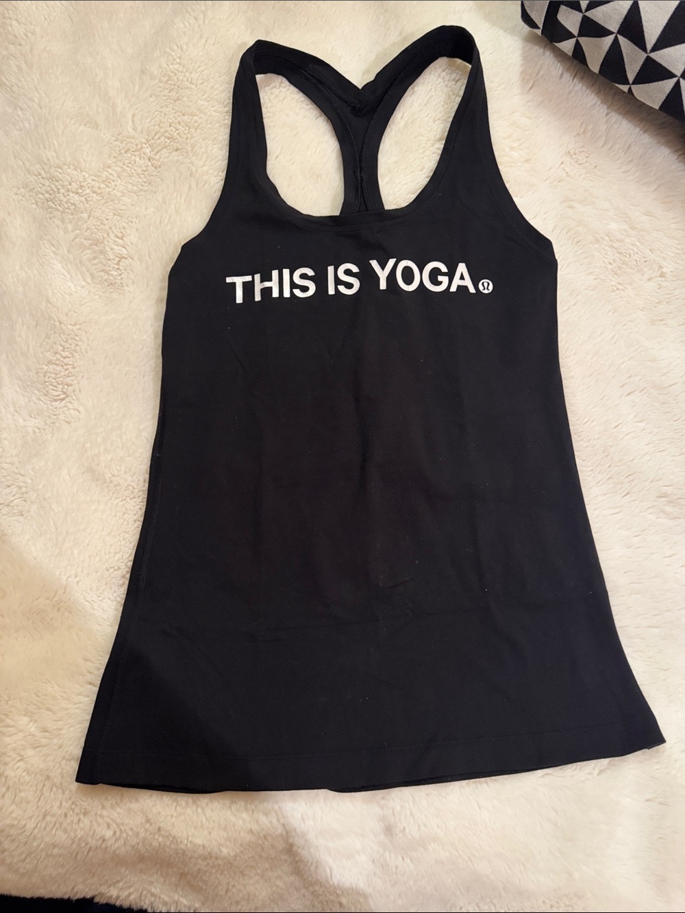 lululemon athletica Black Racerback Tank with "THIS IS YOGA" Print